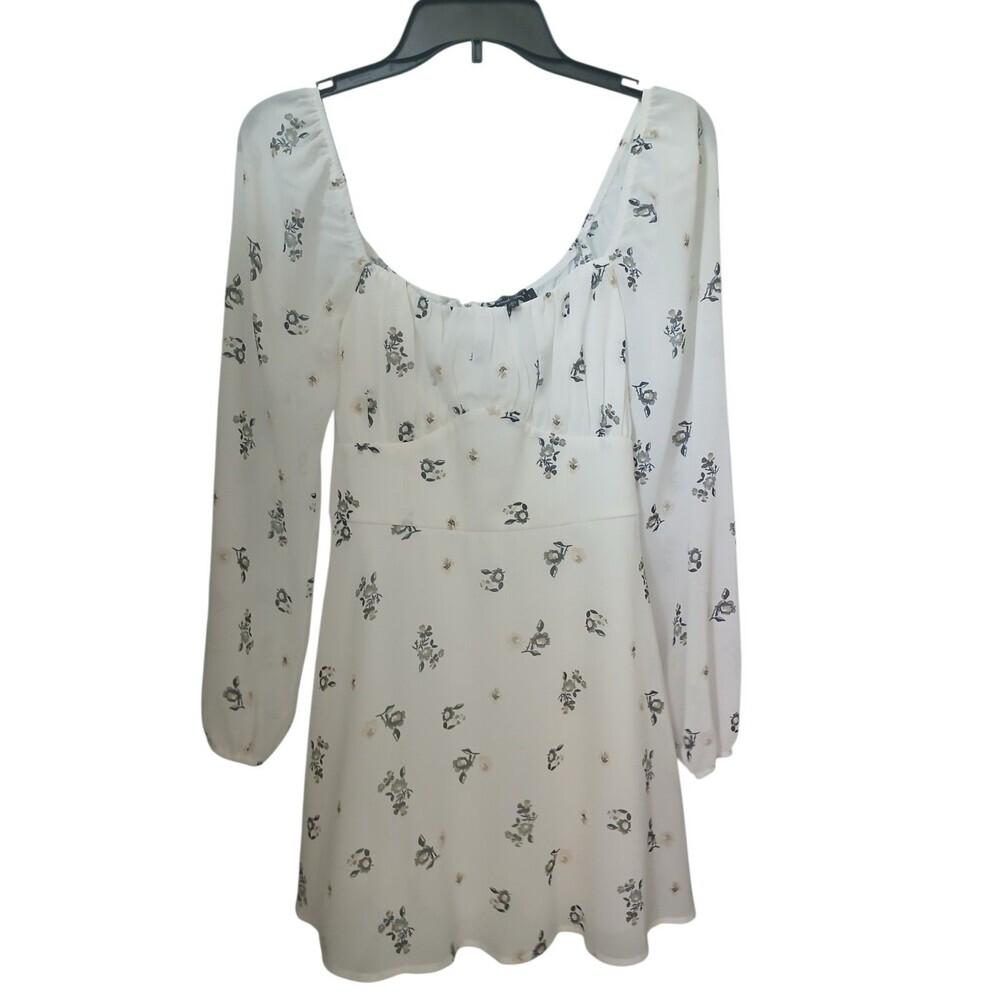 Trixxi Floral Mini Dress Women Size S Cottagecore Long Sleeve White Dress